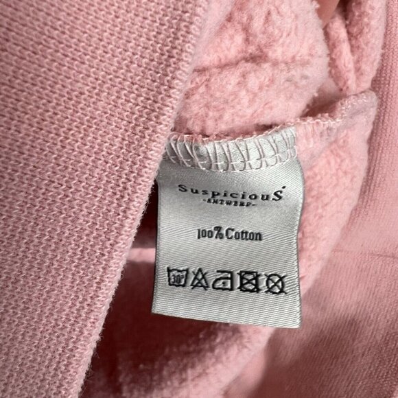 Suspicious Antwerp Pink Cotton Embroidered Crew Neck Sweatshirt Size Small - Picture 7 of 11